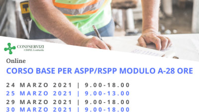 CORSO BASE PER ASPP/RSPP – Modulo A – Online