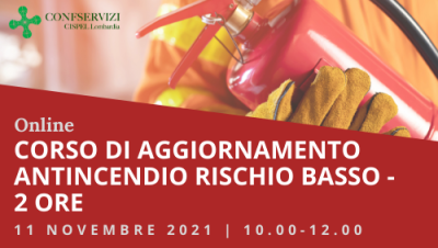 CORSO DI AGGIORNAMENTO ANTINCENDIO RISCHIO BASSO – Online