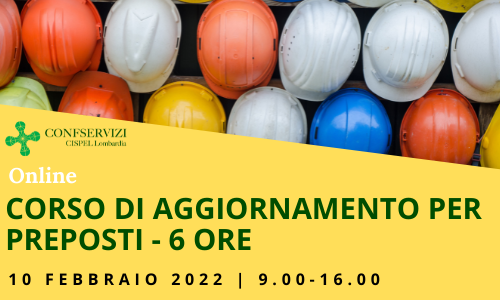 CORSO DI AGGIORNAMENTO PER PREPOSTI – Online