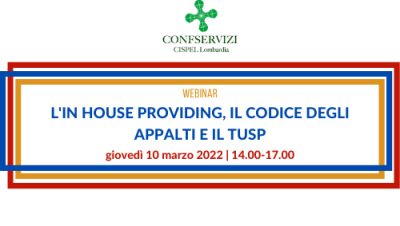 WEBINAR – L’IN HOUSE PROVIDING, IL CODICE DEGLI APPALTI E IL TUSP