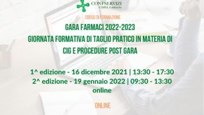 GARA FARMACI 2022-2023 | CORSO CIG E PROCEDURE POST GARA (2^ edizione)