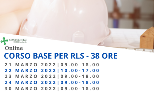 CORSO BASE PER RLS – 38 ORE – Online