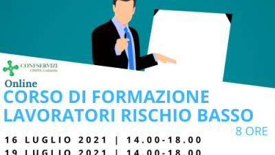 CORSO DI FORMAZIONE DI BASE PER LAVORATORI RISCHIO BASSO – 8 ORE – Online