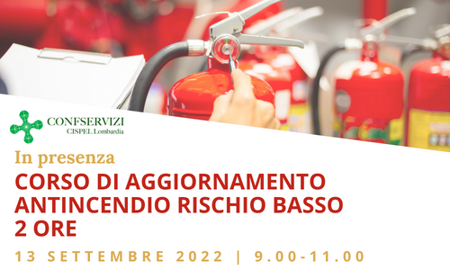 CORSO DI AGGIORNAMENTO ANTINCENDIO RISCHIO BASSO – 2 ore | In presenza