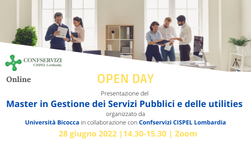 OPEN DAY – PRESENTAZIONE ONLINE DEL MASTER IN GESTIONE DEI SERVIZI PUBBLICI E DELLE UTILITIES