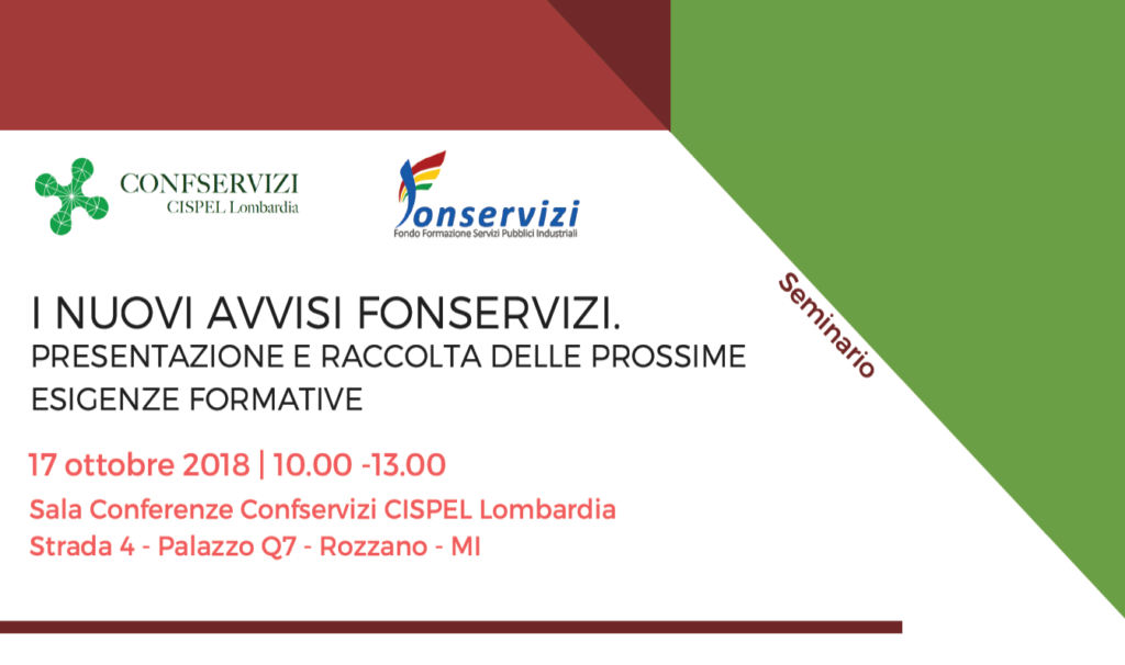 SEMINARIO – I nuovi avvisi Fonservizi. Presentazione e raccolta delle prossime esigenze formative