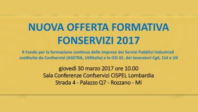 Nuova Offerta Formativa Fonservizi 2017: presentazione