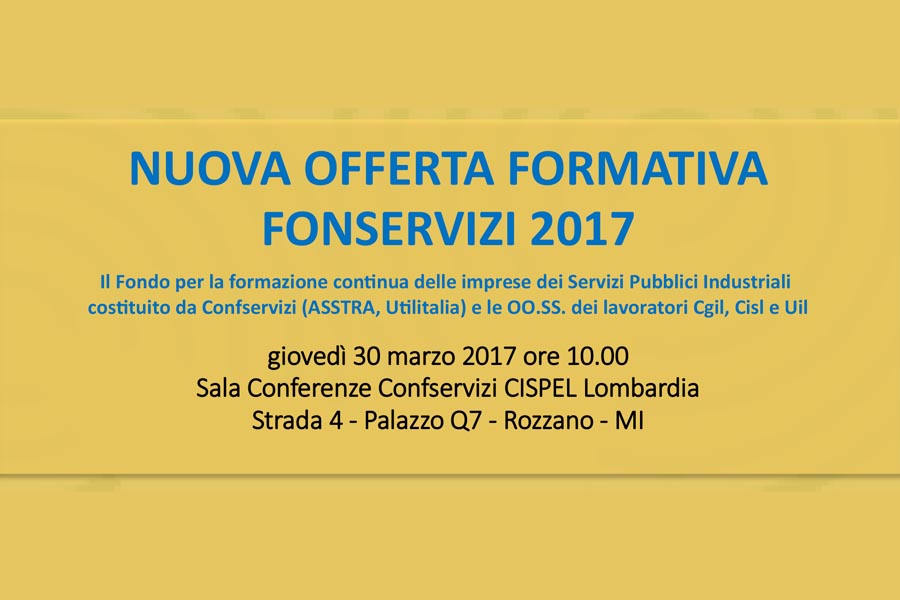 Nuova Offerta Formativa Fonservizi 2017: presentazione