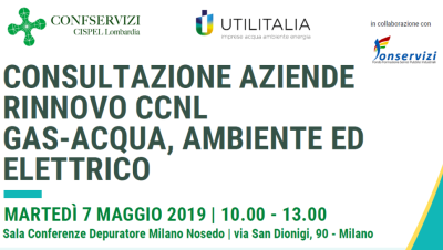 Consultazione Aziende rinnovo CCNL Gas-Acqua, Ambiente ed Elettrico