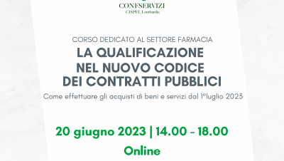 Corso dedicato alle Farmacie "La qualificazione nel nuovo Codice dei Contratti Pubblici"