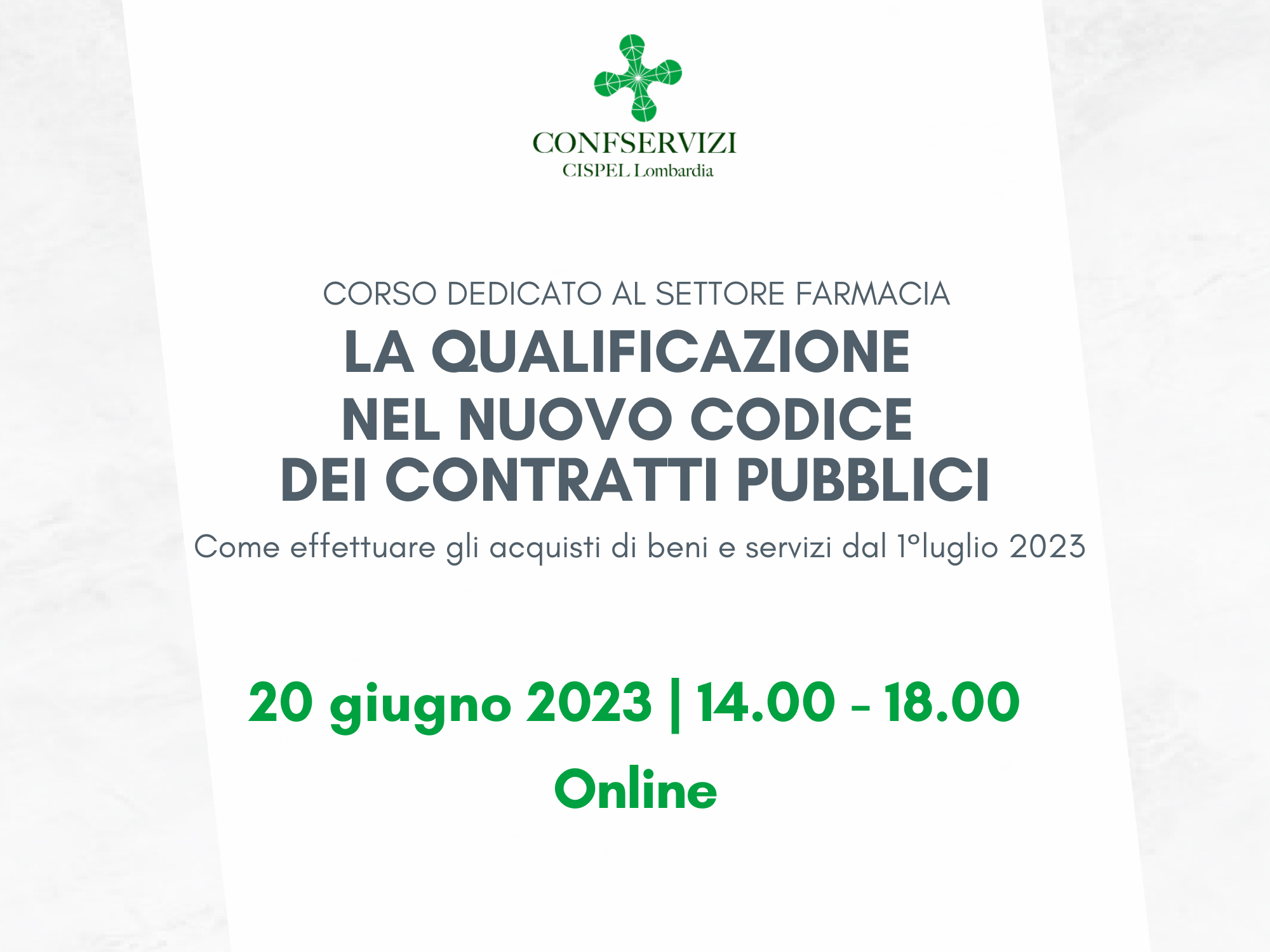 Corso dedicato alle Farmacie "La qualificazione nel nuovo Codice dei Contratti Pubblici"