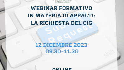 Webinar formativo in materia di appalti: la richiesta del CIG