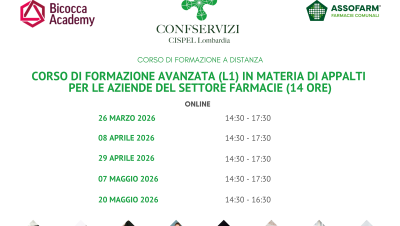 Corso di formazione avanzata (L1) in materia di appalti per le aziende del settore farmacie