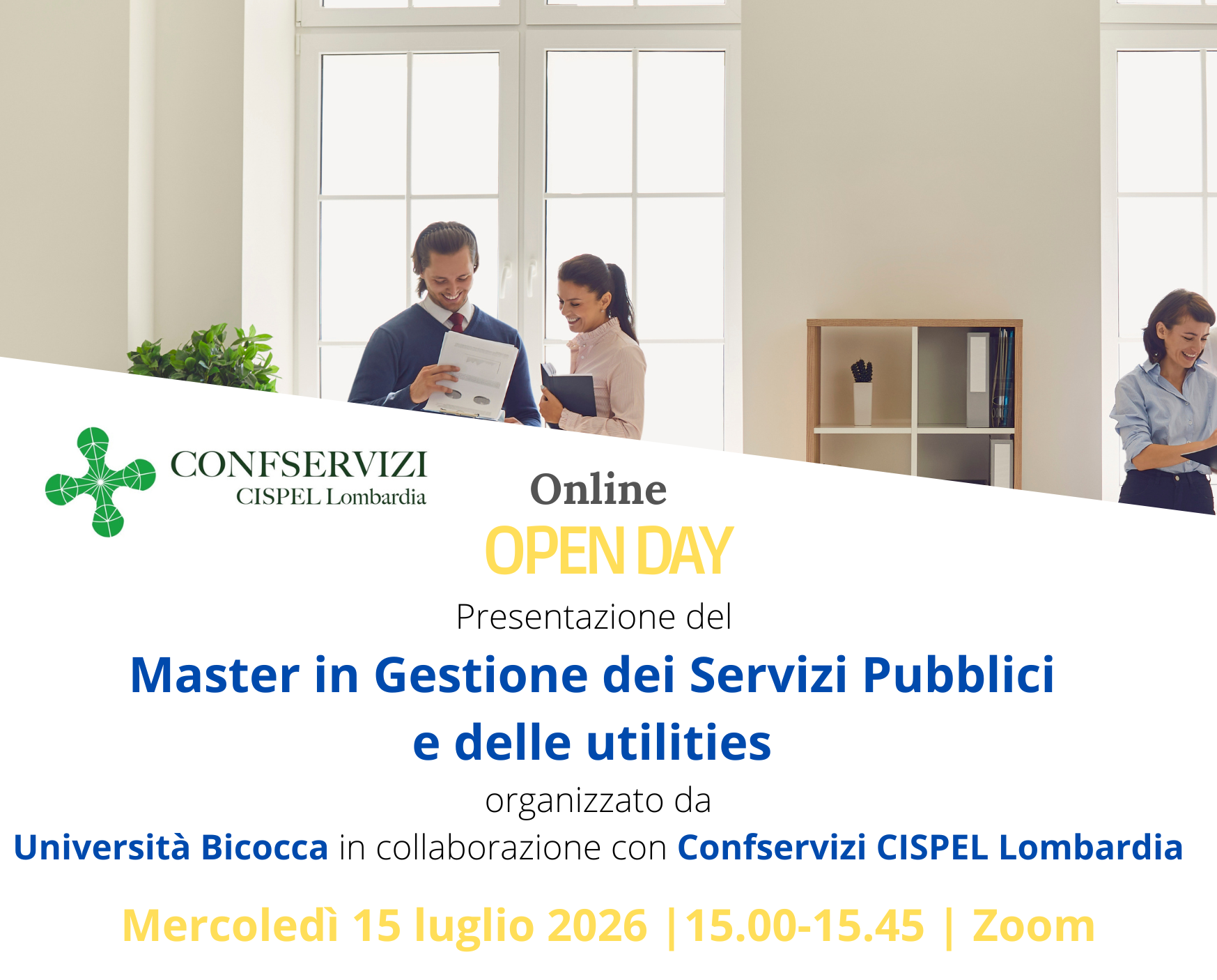 Open day - Master in gestione dei servizi pubblici e delle utilities