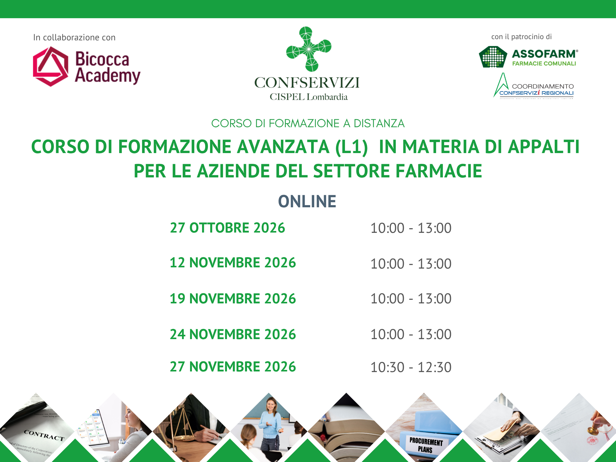 Corso di formazione avanzata (L1) in materia di appalti per le aziende del settore farmacie