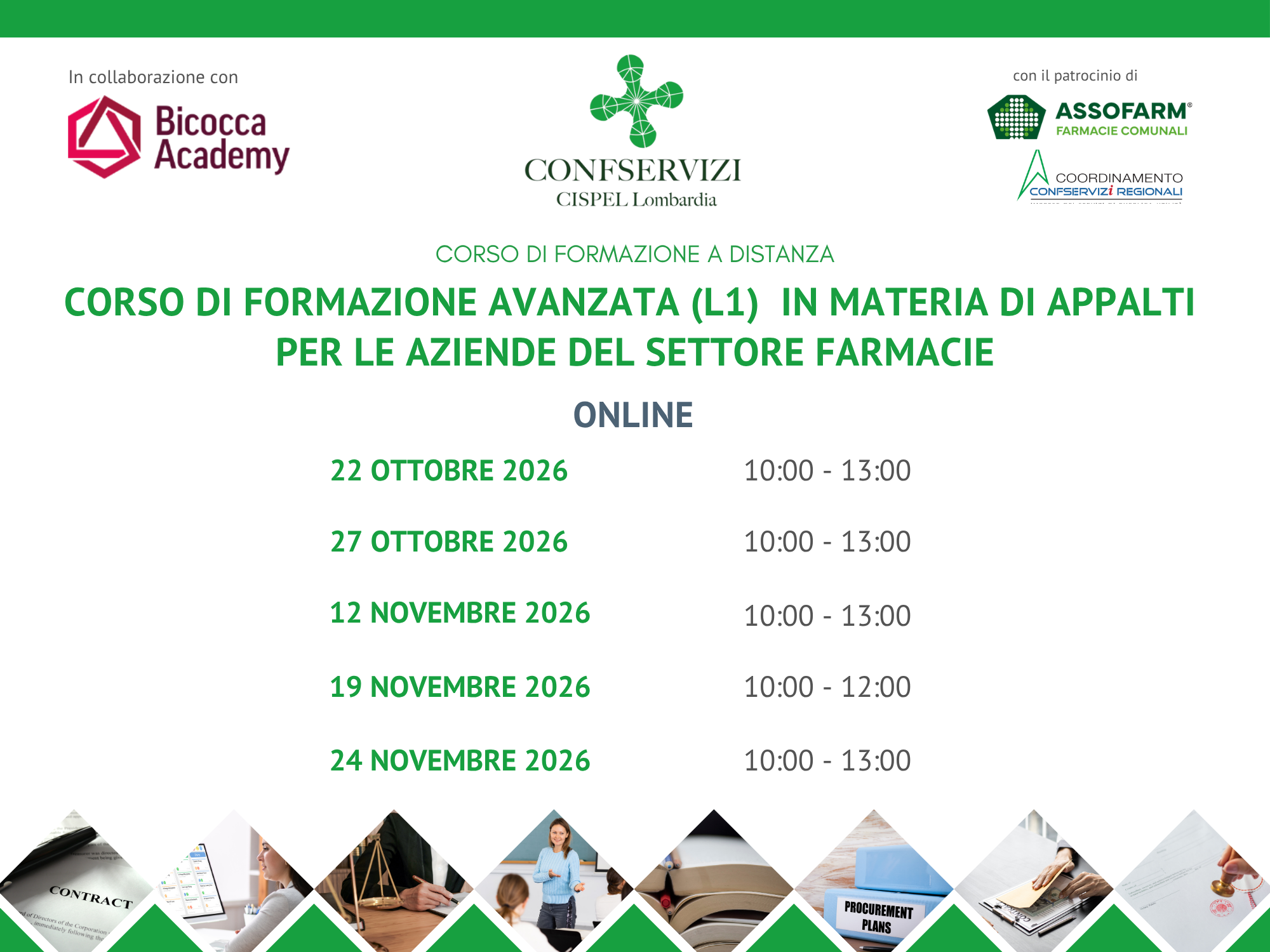 Corso di formazione avanzata (L1) in materia di appalti per le aziende del settore farmacie